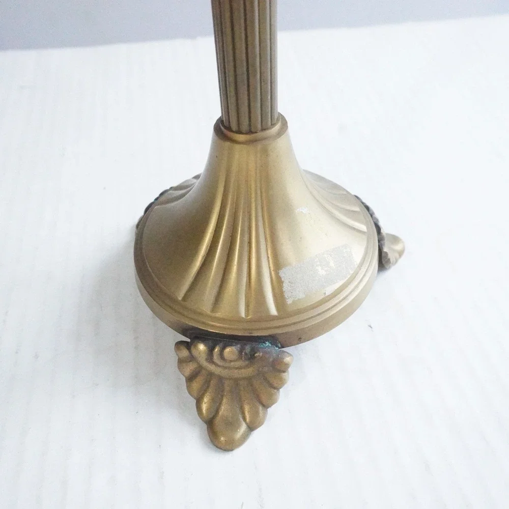 Vintage Brass Candlestick Holder Fluted‎ Column Ornate Base Made in India